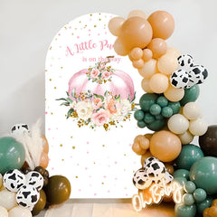 Aperturee - Pink Pumpkin Baby Shower Double Sided Arch Backdrop