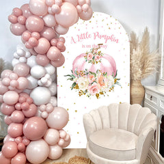 Aperturee - Pink Pumpkin Baby Shower Double Sided Arch Backdrop