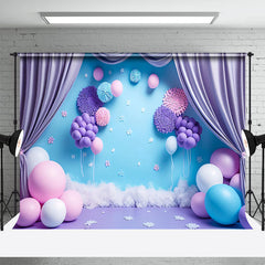 Aperturee - Pink Purple Balloon Curtain Cake Smash Backdrop