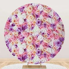 Aperturee - Pink Purple Floral Petal Wall Round Wedding Backdrop