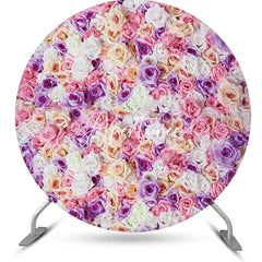 Aperturee - Pink Purple Floral Petal Wall Round Wedding Backdrop