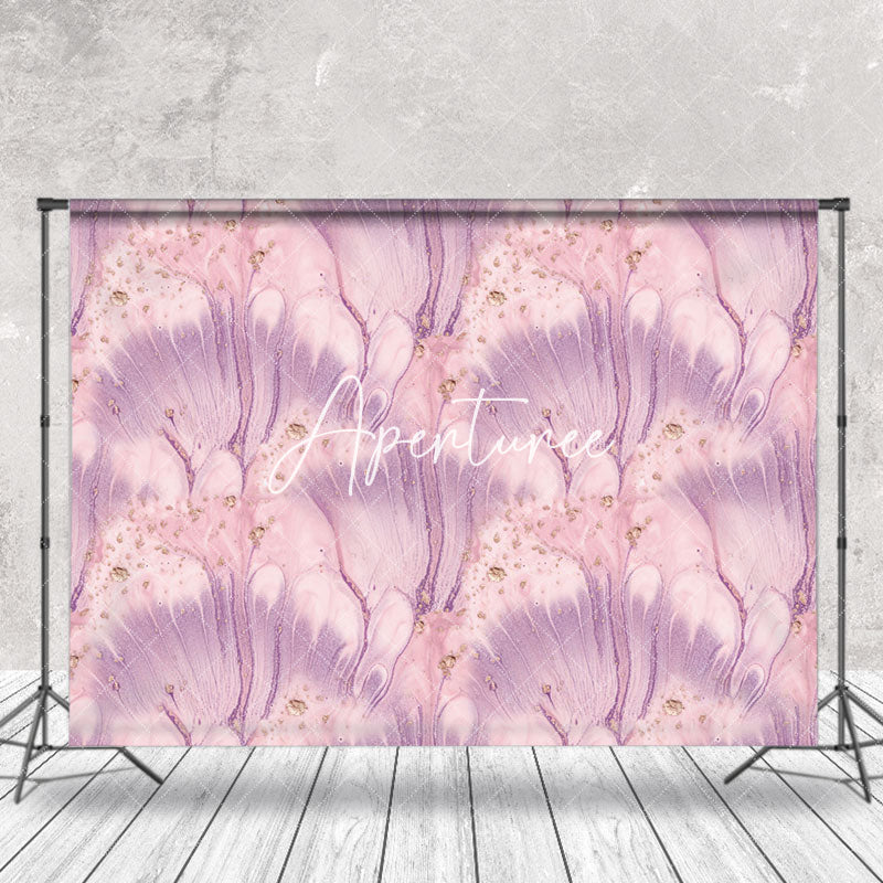 Aperturee - Pink Purple Gold Marble Texture Photography Backdrop