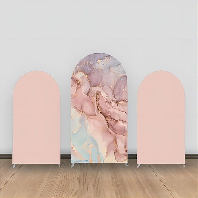 Aperturee - Pink Purple Marble Texture Party Arch Backdrop Kit