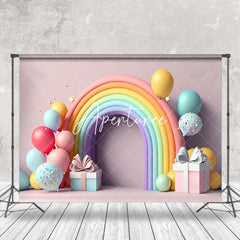 Aperturee - Pink Rainbow Gifts Balloon Girl Cake Smash Backdrop