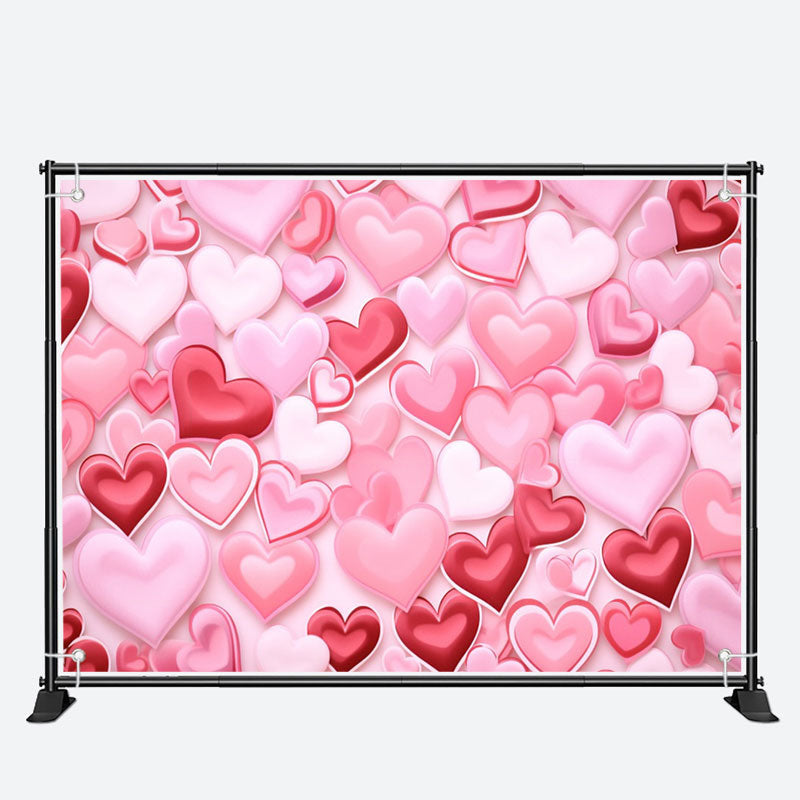 Aperturee - Pink Red Love Heart Romantic Valentines Day Backdrop