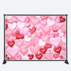 Aperturee - Pink Red Love Heart Romantic Valentines Day Backdrop