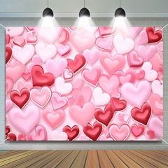 Aperturee - Pink Red Love Heart Romantic Valentines Day Backdrop