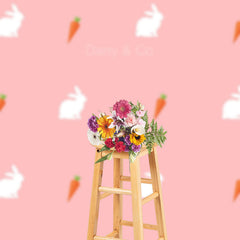 Aperturee - Pink Repeat Carrot Rabbit Easter Backdrop For Photo