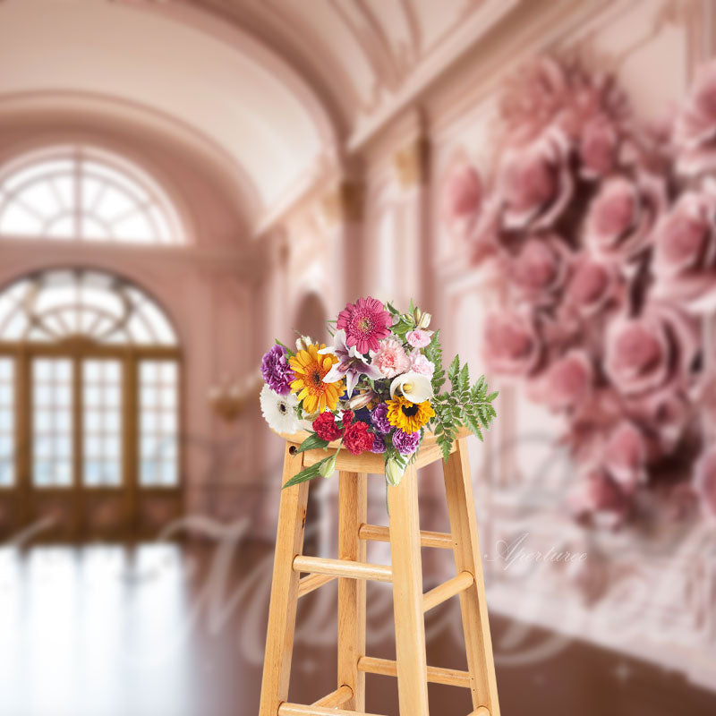 Aperturee - Pink Rose Wall Elegant Door And Window Backdrop