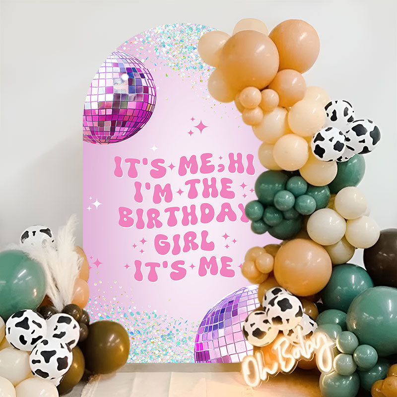 Aperturee - Pink Sequin Ball Star Birthday Party Arch Backdrop