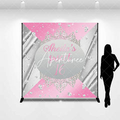 Aperturee - Pink Silver Crown Custom Sweet 16 Birthday Backdrop