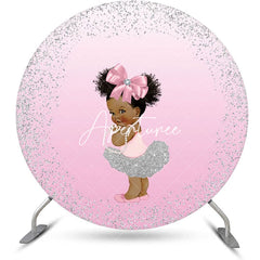 Aperturee - Pink Silver Little Princess Round Birthday Backdrop