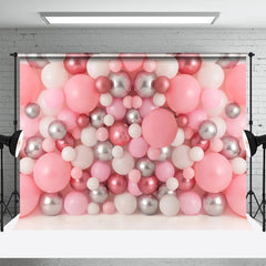 Aperturee - Pink Silver Ocean Ball Birthday Cake Smash Backdrop