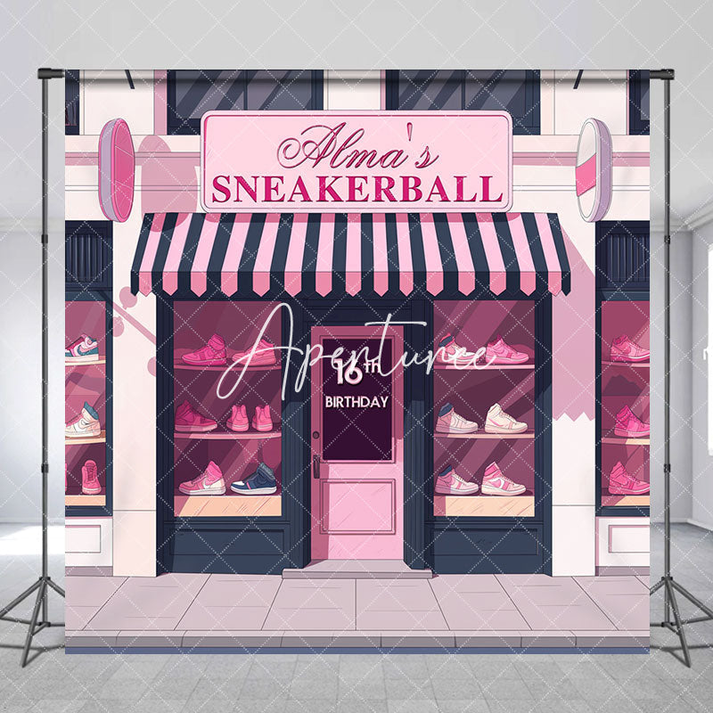 Aperturee - Pink Sneakerball Custom Name 16th Birthday Backdrop