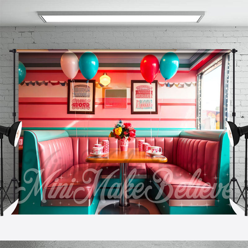 Aperturee - Pink Sofa Booth Balloon Diner Architecture Backdrop