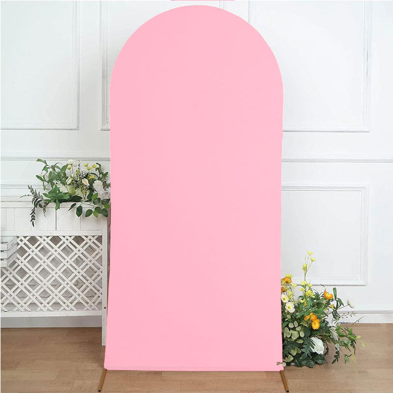 Aperturee Pink Spandex Fit Round Top Backdrop Wedding Arch Cover