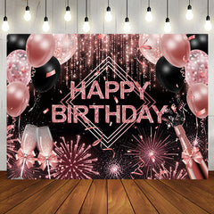 Aperturee - Pink Sparkle Balloons Cheers Girls Birthday Backdrop