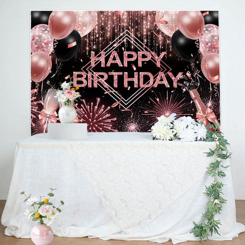 Aperturee - Pink Sparkle Balloons Cheers Girls Birthday Backdrop