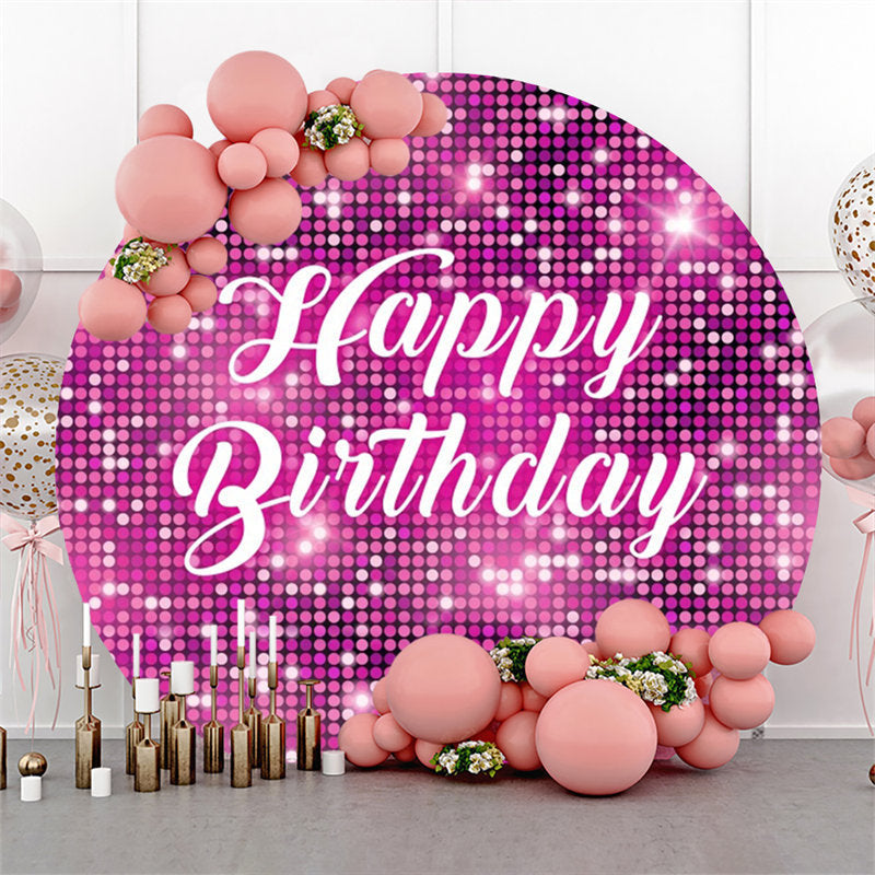 Aperturee - Pink Sparkling Sequin Bokeh Round Birthday Backdrop