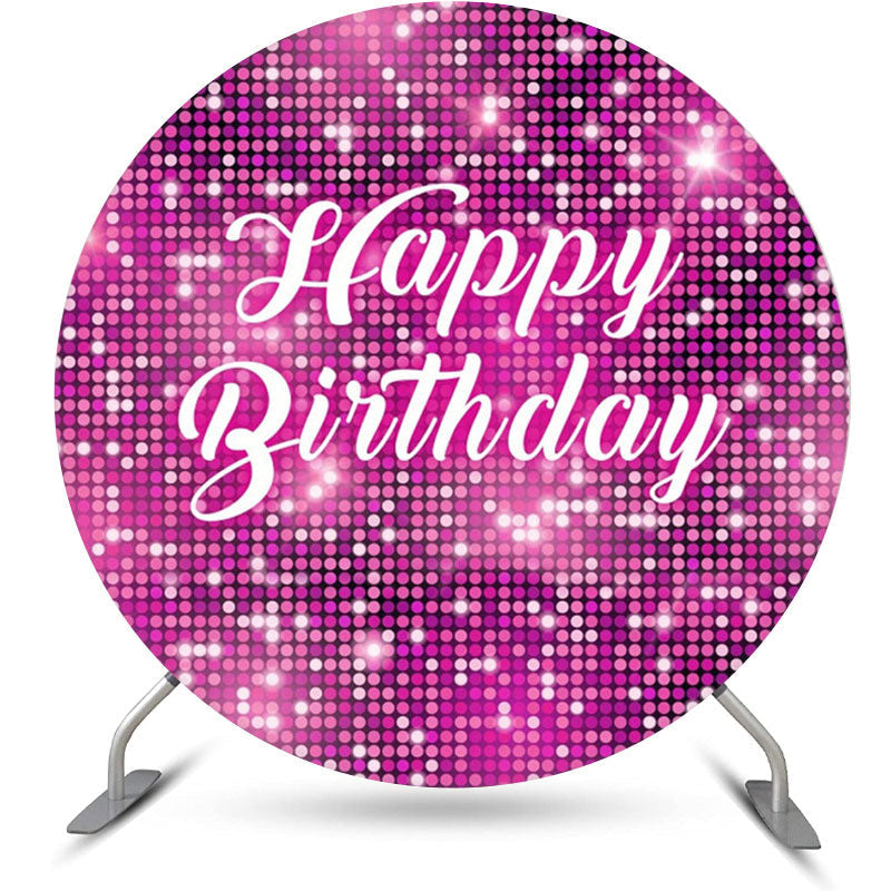 Aperturee - Pink Sparkling Sequin Bokeh Round Birthday Backdrop