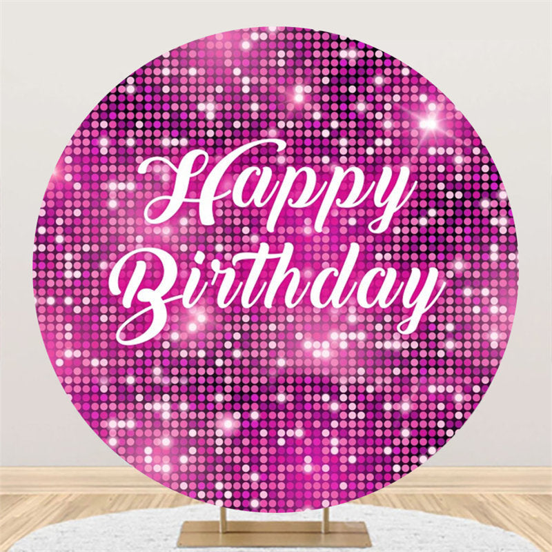 Aperturee - Pink Sparkling Sequin Bokeh Round Birthday Backdrop