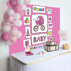 Aperturee - Pink Stroller Infant Kit Sticker Baby Shower Backdrop