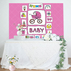 Aperturee - Pink Stroller Infant Kit Sticker Baby Shower Backdrop