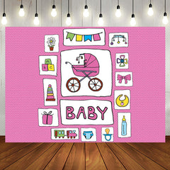 Aperturee - Pink Stroller Infant Kit Sticker Baby Shower Backdrop