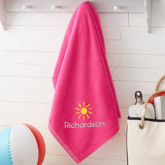 Aperturee - Pink Summer Fun Holiday Embroidered Beach Towel