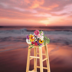 Aperturee - Pink Sunrise Beach Seawave Summer Photo Backdrop