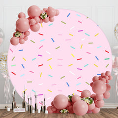 Aperturee - Pink Sweet Candy Round Birthday Backdrop For Girl