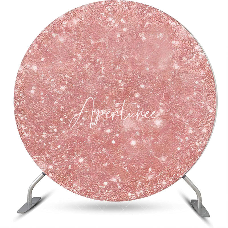 Aperturee - Pink Textured Simple Round Birthday Party Backdrop