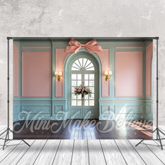 Aperturee - Pink Tiffany Blue Window Retro Wall Photography Backdrop