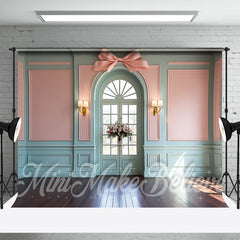 Aperturee - Pink Tiffany Blue Window Retro Wall Photography Backdrop