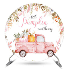 Aperturee Pink Truck Little Pumpkin Round Baby Shower Backdrop