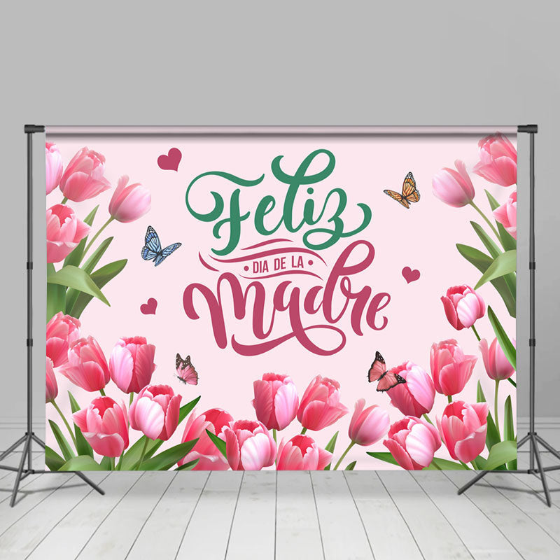 Aperturee - Pink Tulip Flower Dia De Madre Mothers Day Backdrop