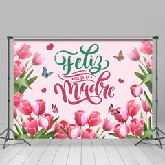 Aperturee - Pink Tulip Flower Dia De Madre Mothers Day Backdrop