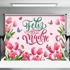 Aperturee - Pink Tulip Flower Dia De Madre Mothers Day Backdrop