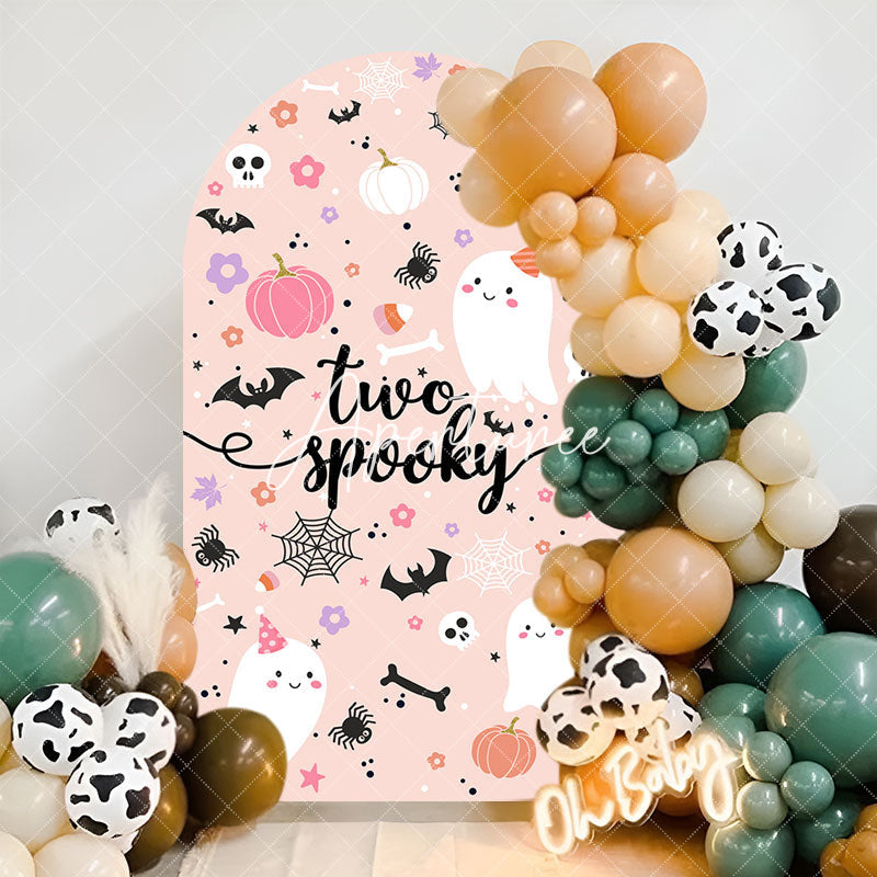 Aperturee - Pink Two Spooky Halloween 2nd Birthday Arch Backdrop