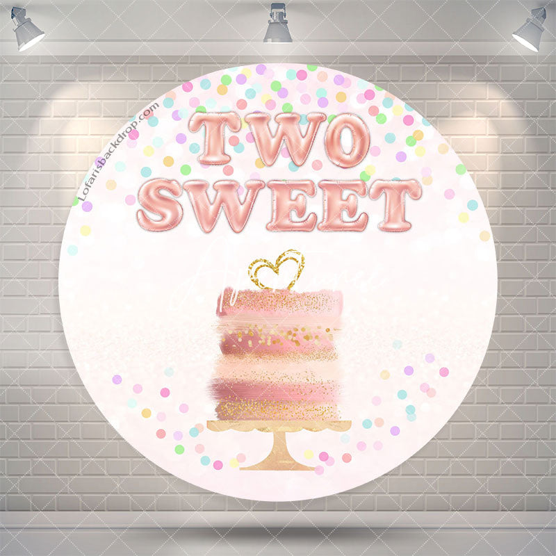 Aperturee Pink Two Sweet Cake Round 2nd Birthday Backdrop