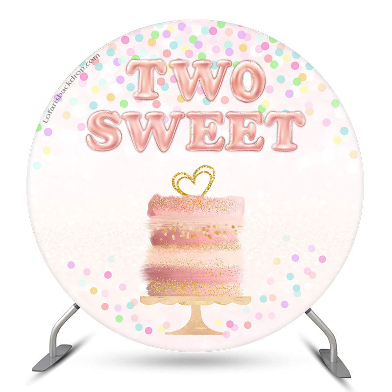 Aperturee Pink Two Sweet Cake Round 2nd Birthday Backdrop