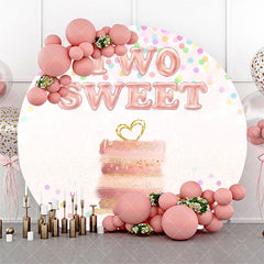 Aperturee Pink Two Sweet Cake Round 2nd Birthday Backdrop