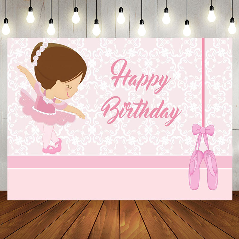 Aperturee - Pink Wall Ballet Shoes Birthday Backrop For Girls