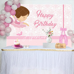 Aperturee - Pink Wall Ballet Shoes Birthday Backrop For Girls