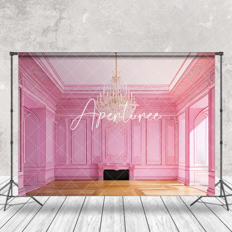 Aperturee - Pink Wall Wood Floor Door Backdrop For Photograph