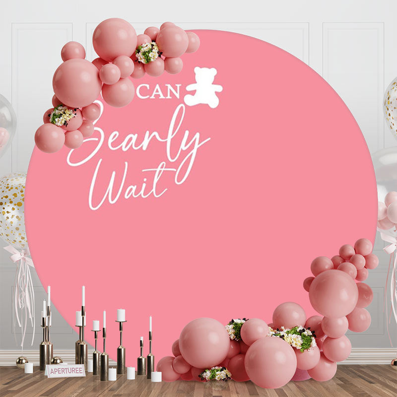 Aperturee - Pink We Can Bearly Wait Round Baby Shower Backdrop