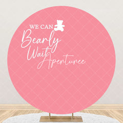 Aperturee - Pink We Can Bearly Wait Round Baby Shower Backdrop