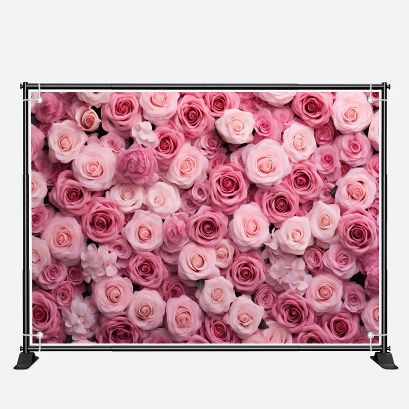 Aperturee - Pink White Bloom Rose Backdrop For Valentines Day