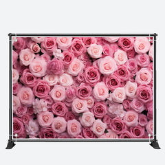 Aperturee - Pink White Bloom Rose Backdrop For Valentines Day