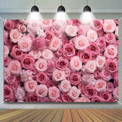 Aperturee - Pink White Bloom Rose Backdrop For Valentines Day